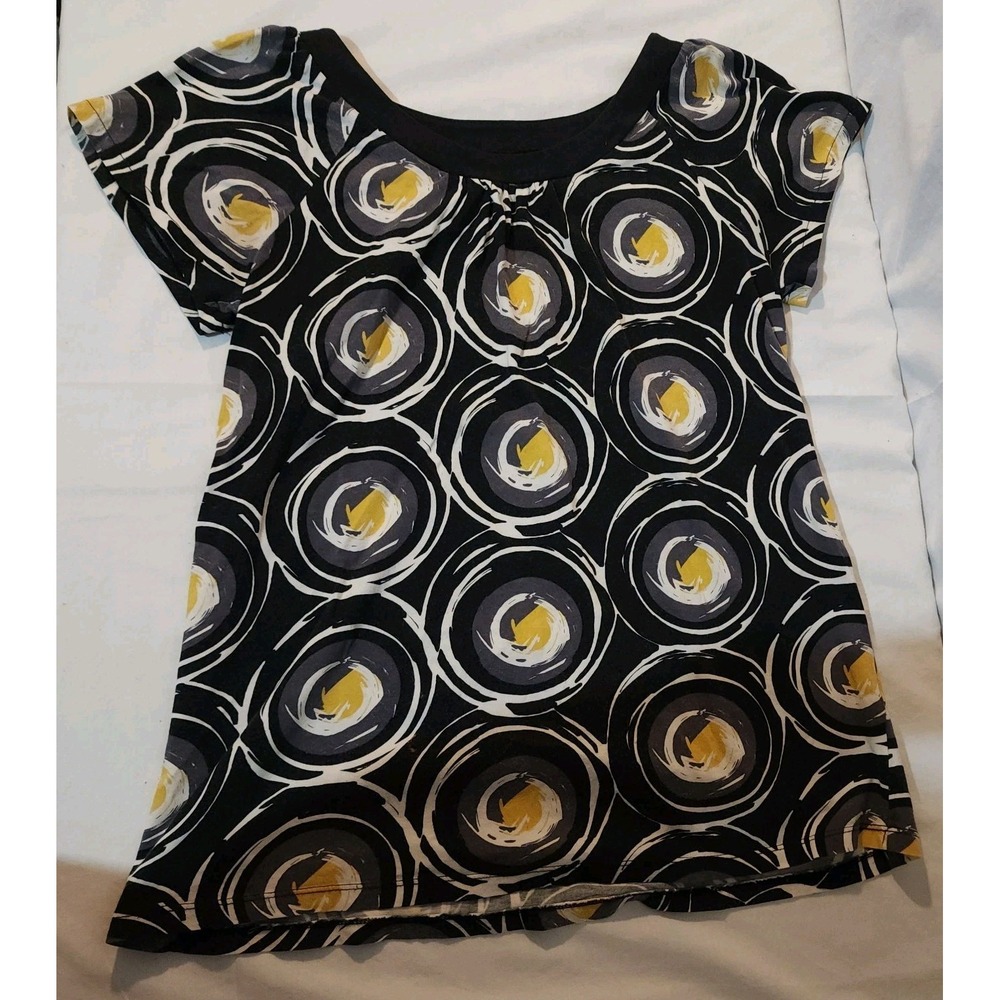ANA Tunic Top 2000's Petite Medium Black Geometric Psychedelic Goth Womens